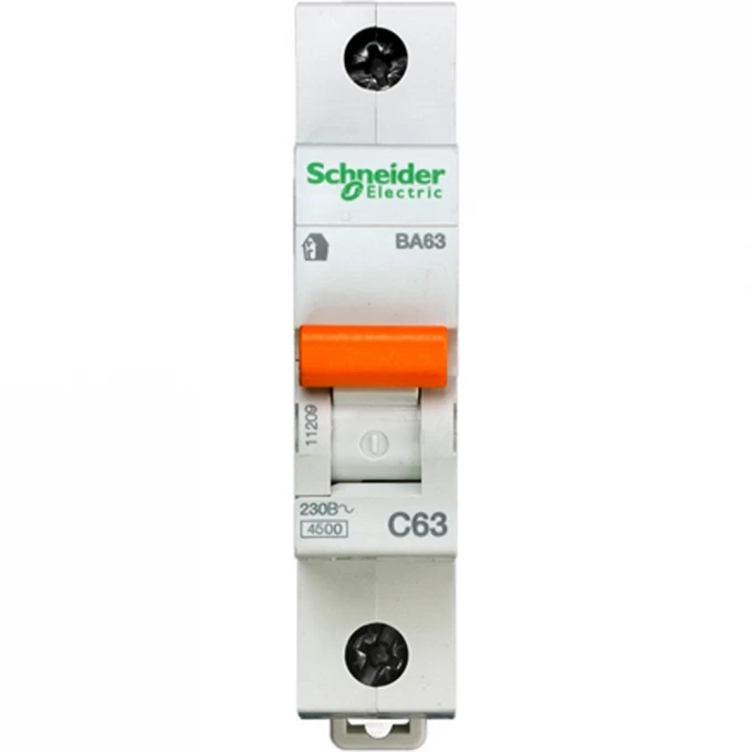 Автоматический выключатель SCHNEIDER ELECTRIC ДОМОВОЙ ВА63 1П 63A C 4,5 кА, Болгария/Италия 11209 Автоматический выключатель SCHNEIDER ELECTRIC ДОМОВОЙ ВА63 1П 63A C 4,5 кА, Болгария/Италия 11209