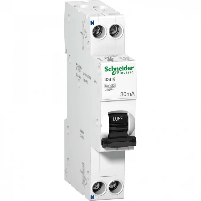 Дифференциальный автомат электронного типа SCHNEIDER ELECTRIC ACTI 9 iDif K 6КА 20A C 30МAA A9D49620 Дифференциальный автомат электронного типа SCHNEIDER ELECTRIC ACTI 9 iDif K 6КА 20A C 30МAA A9D49620