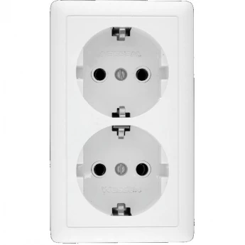 Розетка двойная SCHNEIDER ELECTRIC ХИТ О/У, с заземлением без шторок 16А, 250В, белый. Россия
