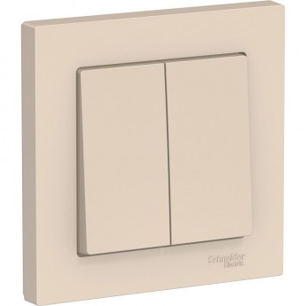 2-клавишный выключатель SCHNEIDER ELECTRIC ATLASDESIGN в сборе, БЕЖЕВЫЙ