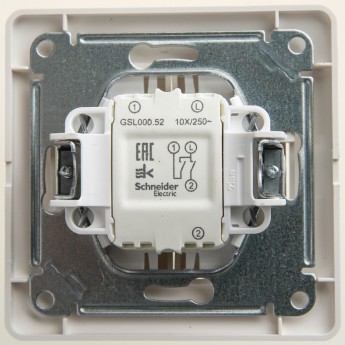 2-клавишный выключатель SCHNEIDER ELECTRIC GLOSSA, сх.5, 10АХ, в сборе, ПЕРЛАМУТР