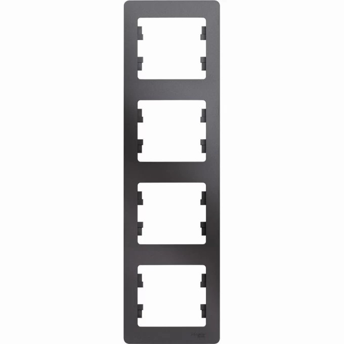 4-постовая рамка SCHNEIDER ELECTRIC GLOSSA, вертикальная, ГРАФИТ GSL001308 4-постовая рамка SCHNEIDER ELECTRIC GLOSSA, вертикальная, ГРАФИТ GSL001308