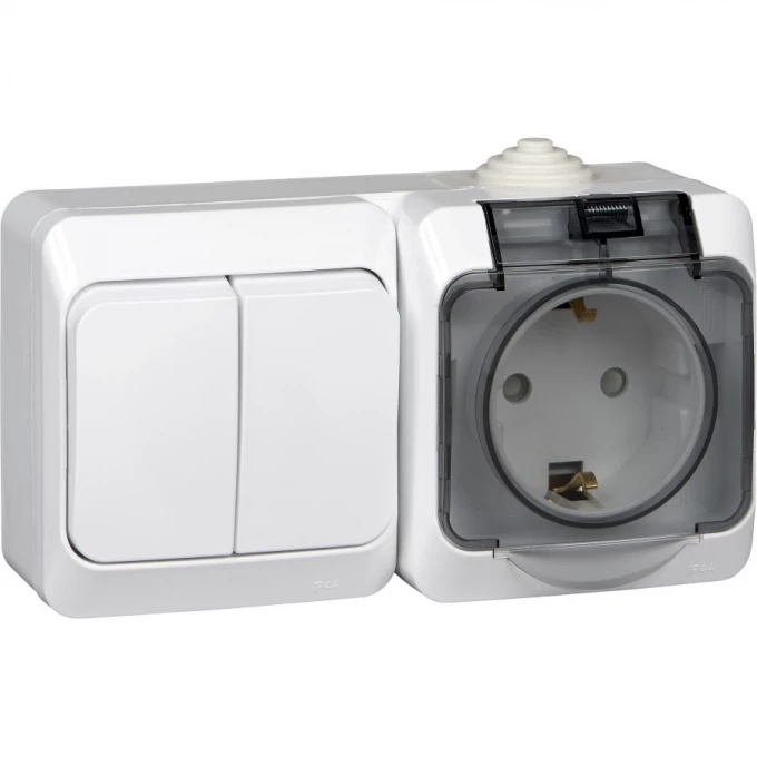 Блок SCHNEIDER ELECTRIC ЭТЮД IР44 О/У: розетка з/к со шт. 16А 250B, выключатель 2-клав.10А, БЕЛЫЙ, Россия BPA16-242B Блок SCHNEIDER ELECTRIC ЭТЮД IР44 О/У: розетка з/к со шт. 16А 250B, выключатель 2-клав.10А, БЕЛЫЙ, Россия BPA16-242B