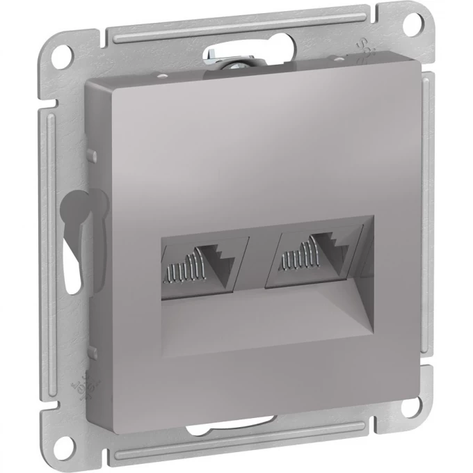 Розетка двойная компьютерная SCHNEIDER ELECTRIC ATLASDESIGN RJ45+RJ45, кат.5E, механизм, алюминий ATN000385 Розетка двойная компьютерная SCHNEIDER ELECTRIC ATLASDESIGN RJ45+RJ45, кат.5E, механизм, алюминий ATN000385