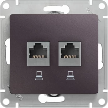 Розетка двойная компьютерная SCHNEIDER ELECTRIC GLOSSA RJ45+RJ45, кат.5E, механизм, сиреневый туман