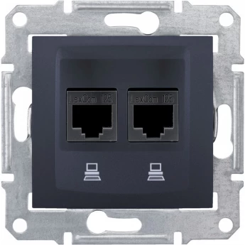 Розетка двойная компьютерная SCHNEIDER ELECTRIC SEDNA RJ45, кат. 6, экр. STP, графит