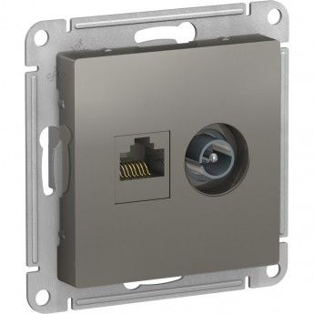 Розетка двойная SCHNEIDER ELECTRIC ATLASDESIGN ТВ + компьютерная RJ45, кат. 5Е, сталь
