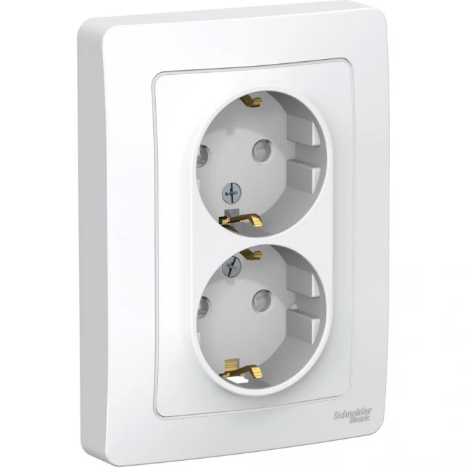 Розетка двойная SCHNEIDER ELECTRIC BLANCA с/у, с заземлением, со шторками, 16А, 250В, белый BLNRS001121 Розетка двойная SCHNEIDER ELECTRIC BLANCA с/у, с заземлением, со шторками, 16А, 250В, белый BLNRS001121