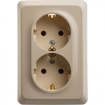 Розетка двойная SCHNEIDER ELECTRIC ЭТЮД С/У с заземлением без шторок 16А 250B, кремовый, Россия