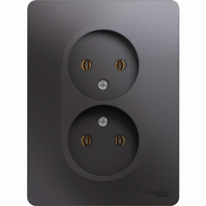 Розетка двойная SCHNEIDER ELECTRIC GLOSSA без заземления, в сборе, графит GSL001320