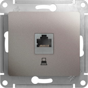 Розетка компьютерная SCHNEIDER ELECTRIC GLOSSA RJ45, кат.5E, механизм, ПЛАТИНА