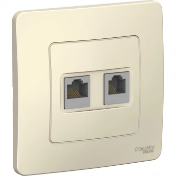 Розетка компьютерная/телефонная SCHNEIDER ELECTRIC BLANCA, с/у, RJ45+RJ11, кат.5E, МОЛОЧНЫЙ