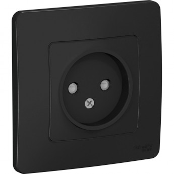 Розетка одинарная SCHNEIDER ELECTRIC BLANCA без заземления, со шторками, 16А, 250В, АНТРАЦИТ