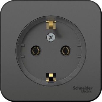 Розетка SCHNEIDER ELECTRIC BLANCA с заземлением, без шторок, (компакт), с изолирующей пластиной, 16А, 250В, антрацит