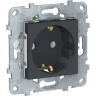 Розетка SCHNEIDER ELECTRIC UNICA NEW с заземлением, без шторок, с быстрозажимными клеммами, антрацит NU505654