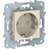 Розетка SCHNEIDER ELECTRIC UNICA NEW с заземлением, со шторками, с винтовыми зажимами, 16 А, 250 В, бежевый NU503744