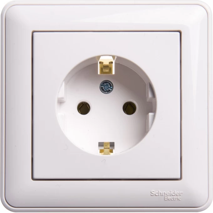 Розетка SCHNEIDER ELECTRIC W59 с заземлением без шторок, 16А, в сборе, белый RS16-154-18 Розетка SCHNEIDER ELECTRIC W59 с заземлением без шторок, 16А, в сборе, белый RS16-154-18