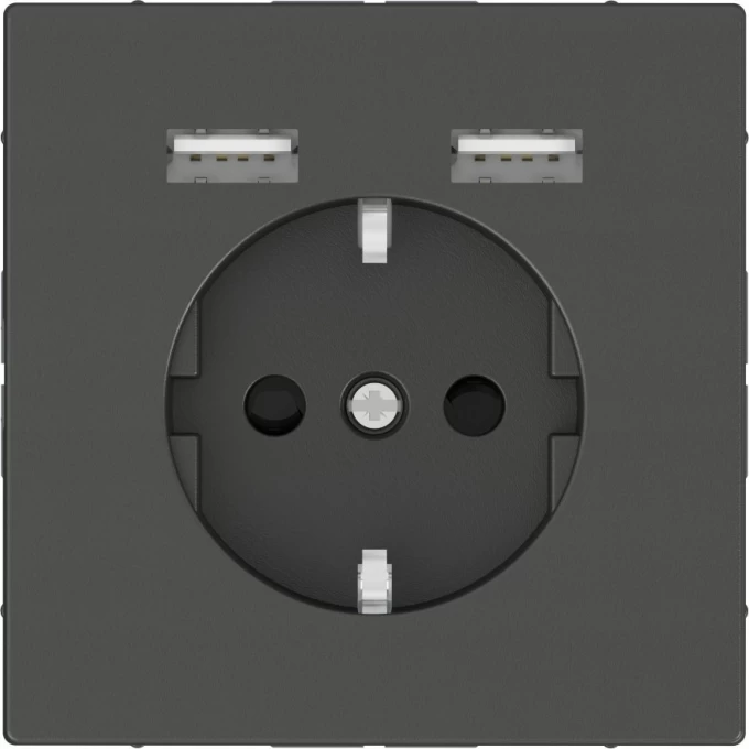 Розетка силовая SCHNEIDER ELECTRIC MERTEN D-LIFE 16А, с зарядкой USB A+A 2,4 A, АНТРАЦИТ MTN2366-6034 Розетка силовая SCHNEIDER ELECTRIC MERTEN D-LIFE 16А, с зарядкой USB A+A 2,4 A, АНТРАЦИТ MTN2366-6034