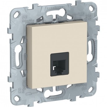 Розетка телефонная SCHNEIDER ELECTRIC UNICA NEW, RJ11, одиночная, 4 контакта, бежевый