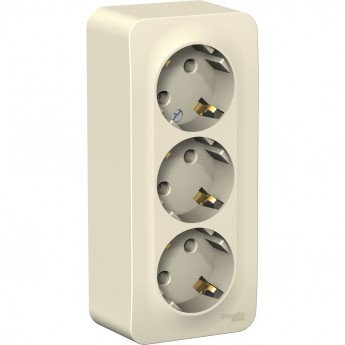 Трёхместная розетка SCHNEIDER ELECTRIC BLANCA с заземлением, без шторок, с изолирующей пластиной, 16А, 250В, МОЛОЧНЫЙ