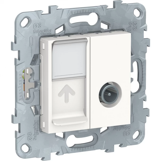 TV розетка SCHNEIDER ELECTRIC UNICA NEW розетка TV одиночная + комп. RJ45 кат.6 UTP, 2 модуля, белый NU547018 TV розетка SCHNEIDER ELECTRIC UNICA NEW розетка TV одиночная + комп. RJ45 кат.6 UTP, 2 модуля, белый NU547018