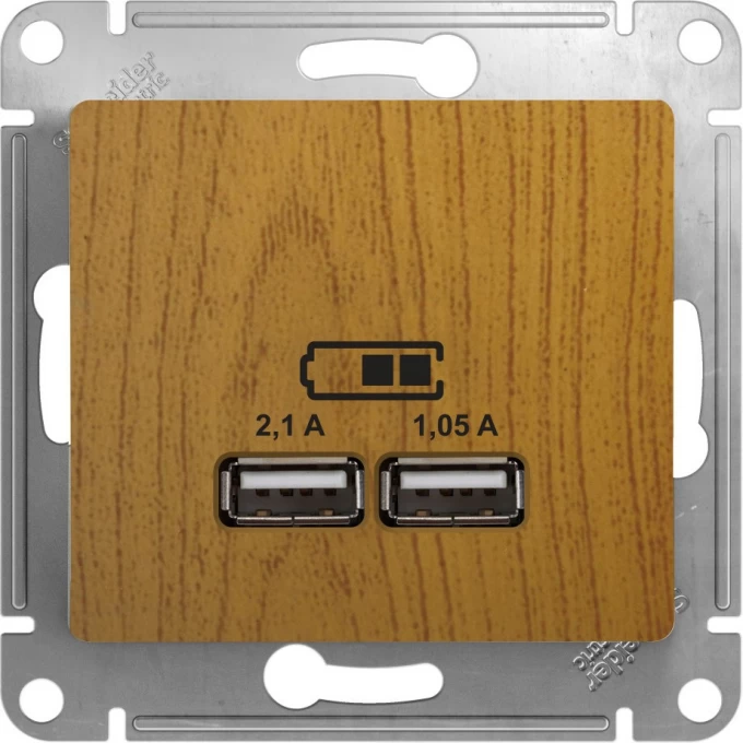 USB розетка SCHNEIDER ELECTRIC GLOSSA A+A, 5В/2,1 А, 2х5В/1,05 А, механизм, ДЕРЕВО ДУБ GSL000533 USB розетка SCHNEIDER ELECTRIC GLOSSA A+A, 5В/2,1 А, 2х5В/1,05 А, механизм, ДЕРЕВО ДУБ GSL000533