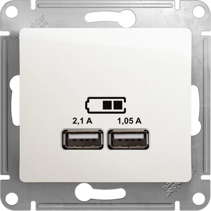 USB розетка SCHNEIDER ELECTRIC GLOSSA A+A, 5В/2,1 А, 2х5В/1,05 А, механизм, ПЕРЛАМУТР GSL000633 USB розетка SCHNEIDER ELECTRIC GLOSSA A+A, 5В/2,1 А, 2х5В/1,05 А, механизм, ПЕРЛАМУТР GSL000633