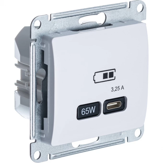 Розетка SCHNEIDER ELECTRIC USB GLOSSA тип C 65Вт QC PD высокоскор. ЗУ механизм белая SE GSL000127 Розетка SCHNEIDER ELECTRIC USB GLOSSA тип C 65Вт QC PD высокоскор. ЗУ механизм белая SE GSL000127