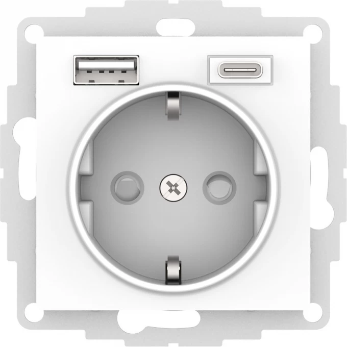 Силовая розетка SCHNEIDER ELECTRIC ATLASDESIGN 16А с 2-мя заряд. устройствами USB тип A+C 5В/2.4А 2х5В/1.2А механизм, бел. ATN000132 Силовая розетка SCHNEIDER ELECTRIC ATLASDESIGN 16А с 2-мя заряд. устройствами USB тип A+C 5В/2.4А 2х5В/1.2А механизм, бел. ATN000132