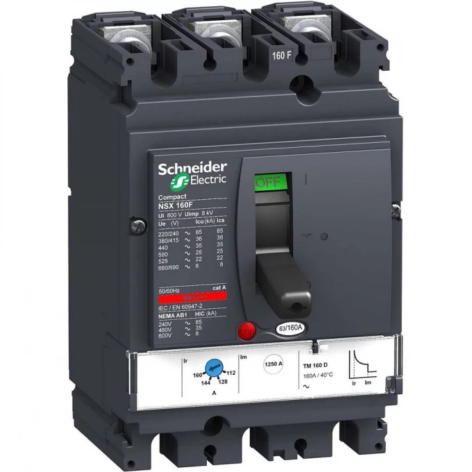 Автоматический выключатель 3P SCHNEIDER ELECTRIC COMPACT NSX TM100D NSX160B LV430312 Автоматический выключатель 3P SCHNEIDER ELECTRIC COMPACT NSX TM100D NSX160B LV430312