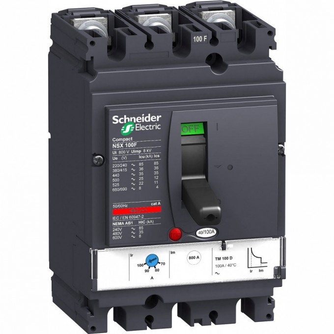 Автоматический выключатель 3П3Т SCHNEIDER ELECTRIC COMPACT TM63D NSX100F LV429632 Автоматический выключатель 3П3Т SCHNEIDER ELECTRIC COMPACT TM63D NSX100F LV429632
