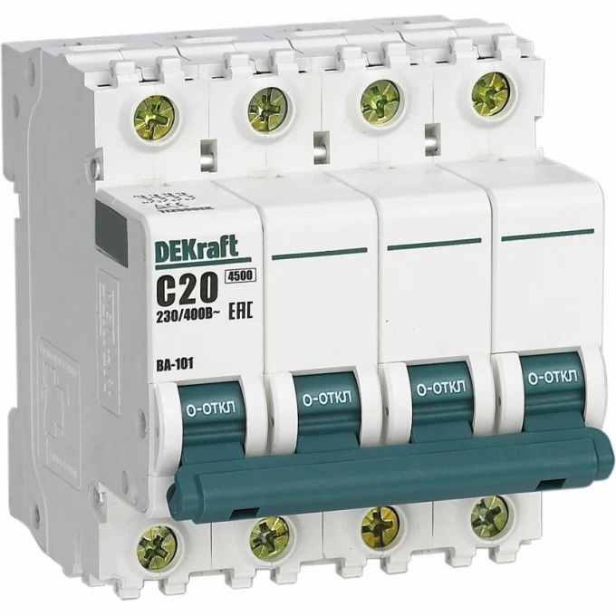 Автоматический выключатель SCHNEIDER ELECTRIC DEKRAFT 4Р 2А х-ка C ВА-101 4,5кА 11086DEK Автоматический выключатель SCHNEIDER ELECTRIC DEKRAFT 4Р 2А х-ка C ВА-101 4,5кА 11086DEK