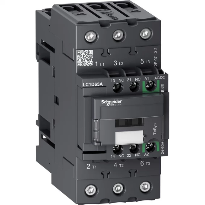 Контактор SCHNEIDER ELECTRIC TESYS D 3P,65A,НО+НЗ, с универсальной катушкой управления 24-60BAC/DC LC1D65ABNE Контактор SCHNEIDER ELECTRIC TESYS D 3P,65A,НО+НЗ, с универсальной катушкой управления 24-60BAC/DC LC1D65ABNE